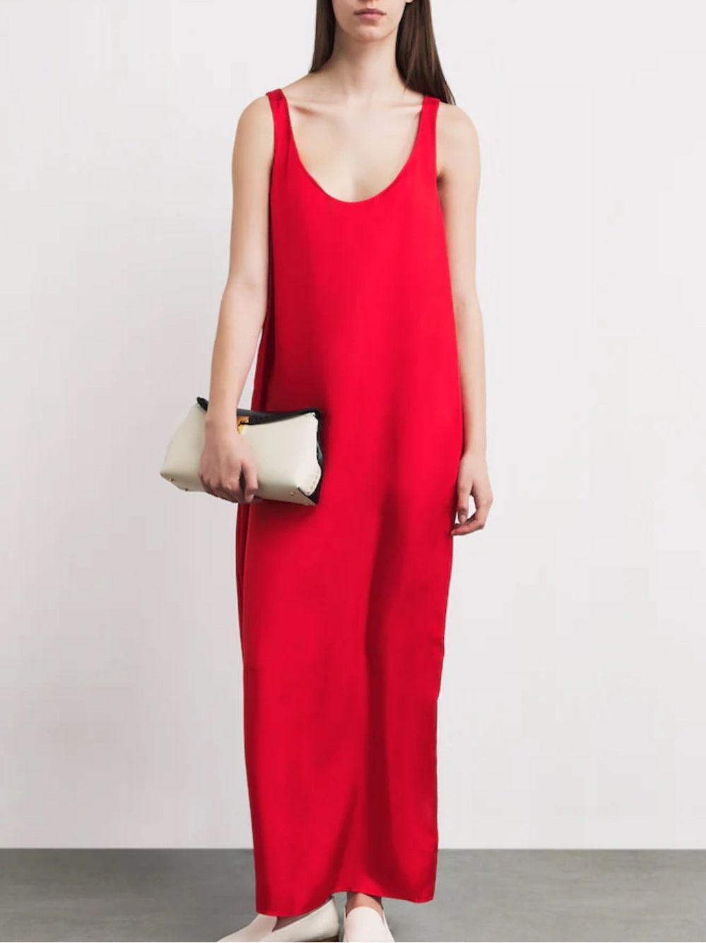 NEW BCBGMAXAZRIA RED silky satin RASPBERRY MAXI DRESS, SIZE MEDIUM